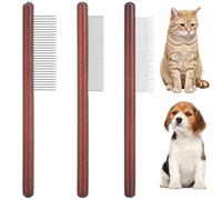 Yexueer 3-piece solid wood cat comb, flea and lice comb suitable for small and medium-sized pets, can remove tangled hair