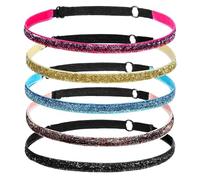 Yexueer 5 Pcs Glitter Running Headbands, Elastic Shiny Headbands Women Adjustable Headband Stretchy Sparkling Hair Accessories Non-Slip Sports Headband for Teen Girl Party Favors Yoga Athlete