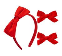 Yexueer Red Velvet Bow Headband with Velvet Hair Bows Clip Set Christmas Headband Women Alligator Clips Back to School Hair Accessories (Red, One Size)