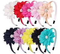 Yexuexue 10 pieces of girls' flower bow headbands, toddler headbands, chiffon flower children's hairbands, shiny and cute 3.5-inch bow headdresses