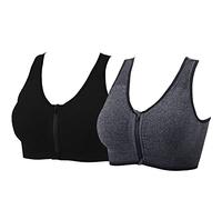 YEYELE Medium Support and Removable Pad Tank Top Racerback Post Surgery Sports Bras for Women, Black/Gray, L