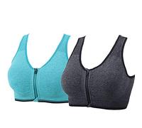 YEYELE Medium Support and Removable Pad Tank Top Racerback Post Surgery Sports Bras for Women, Green/Gray, S
