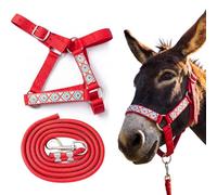 Yeyeplum 1 Set Mini Donkey Halter with Lead Rope Adjust, Red
