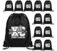 Yeyeplum 12 Pcs Cross Country Drawstring Backpack Running Gifts Bulk for Athlete Runner Sprinter Jogger Sport Accessories for Cross Country Athletes Men Women