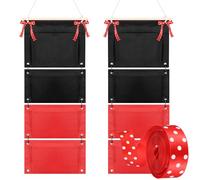 Yeyeplum 2 Pcs Fish Extender Cruise Hanging Organizer with 4 Pockets and 5 Yard Red Polka Dot Ribbon Travel Stateroom Door Area Cabin Storage Bag 2025 Fe for Exchange Gift Pixie Dusting(Black,Red)