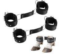 Yeyeplum 2 Pcs Neoprene 2-Leg Horse Hobbles Soft Lightweight Adjustable for Horses, Hobby Horse Accessories Livestock Secure Comfortable Restraint for Grazing, Training Travel, Easy to Use (Black)