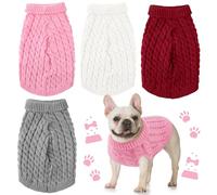 Yeyeplum 4 Pack Dog Sweaters for Small Dogs, Puppy Small Medium Warm Clothe in Winter, Pet Cat Turtleneck Knitted Sweaters Cold Weather for Boy Girl Pet Chihuahua Doggie, Four Colors (S)