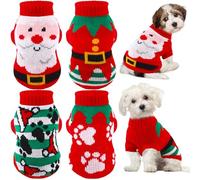 Yeyeplum 4 Pcs Puppy Christmas Sweater Dog Ugly Xmas Santa Knitted Sweater Small Dog Christmas Outfit Pet Winter Holiday Knitwear Cat Turtleneck Knitwear for Pet Kitten Puppy(XXXL)