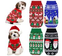 Yeyeplum 4 Pcs Puppy Ugly Christmas Sweater Dog Xmas Santa Knitted Sweater Small Dog Christmas Outfit Pet Holiday Knitwear Cat Turtleneck Knitwear for Pet Kitten Puppy (XXXL)