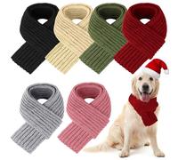 Yeyeplum 6 Pcs Winter Dog Knitted Scarf Pet Bandanas Dog Neck Warm Bandanas Puppy Winter Christmas Holiday Decoration Scarf Pet Accessories for Small Medium Large Dogs