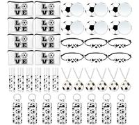 Yeyeplum 72 Pcs Sports Team Gifts Include 12 Makeup Bags 12 Lip Balm 12 Lip Balm Holder 12 Necklace 12 Adjustable Bracelet 12 Mirrors for Sports Lovers Players Party Favors (Black, Soccer)