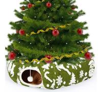 Yeyeplum Cat Tunnel Bed 3ft Cat Cave Donut Tunnel Fluffy Circular Cat Tunnel Indoor Cats Tunnels with Mat and Ball Playground Toys for Festive Kitten, Cat, Puppy, Ferret, Rabbit (Green,Elk)