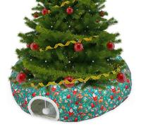 Yeyeplum Christmas Cat Tunnel Bed Toy for Indoor Cats - Xmas S Shape Tube With Ball Under Tree, Cave, Kitten Toy, Santa Claus Elk Gift for Pets (Green, Classic)