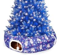 Yeyeplum Christmas Cat Tunnel Bed Toys Cat Tunnel for Indoor S Shape Tube with Ball Under Christmas Tree Cave Kitten Toy Gift Pets(Red,Snowman)