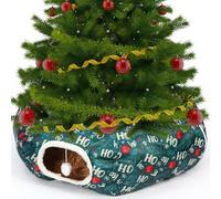 Yeyeplum Christmas Cat Tunnel Bed Toys Cat Tunnel for Indoor S Shape Tube with Ball Under Christmas Tree Cave Kitten Toy Gift Pets (Green,Red Ball)