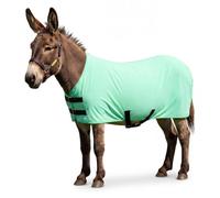 Yeyeplum Donkey Fly Sheet, Lightweight UV Protective Mesh Fly Blanket for Donkey, Breathable Summer Bug Shield with Adjustable Neck Closure, Belly Straps & Tail Coverage, Mint Green (Mini)
