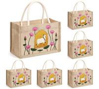 Yeyeplum Happy Diwali Pichwai Burlap Tote Bags Set | Reusable Indian Pooja Return Gift Bags with Handle for Wedding, Pooja, Diwali, Housewarming Party Favor, Traditional Festival