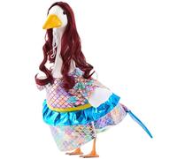 Yeyeplum Mermaid Porch Goose Outfits with Wigs Colorful Mermaid Costume for 23 Inch Cement Porch Goose Statue Clothes for Summer Outdoor Patio Yard Lawn Decoration