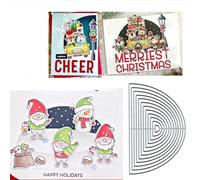 Yeyert 12pcs Nesting Half-Circle Metal Die Cuts, Merry Christmas Nest Round Cutting Dies, DIY Scrapbooking Decorative Embossing Paper Scrapbooking Card Making
