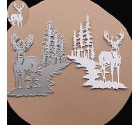 Yeyert Christmas Deer Metal Die Cuts, Merry Christmas Elk Tree Invitation Card Cutting Dies, Stencils for DIY Scrapbooking Album Decorative Embossing Paper Dies, Card Making