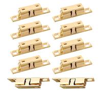 YEYIT 10 Pcs Double Ball Roller Tension Door Catches, Adjustable Cupboard Double Roller Latch for Wardrobes Cabinet Kitchen Closet Furniture (Golden,Excluding Screws)