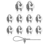 YEYIT 10 Pcs Wire Rope Clip M3 Cable Clamp 3mm,for 3mm Wire Rope,Stainless Steel Rope Grips,Wire Rope Clamp U-Shape Bolt Saddle Fastener for Tensioning Wire Ropes,for Industry Household Transportation