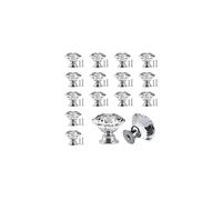 YEYIT 16 Pack Crystal Cabinet Knobs 25mm Glass Diamond Door Handles,Clear Diamond Cupboard Drawer Pull Handle with 2 Sizes of Screws,for Furnit