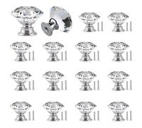 YEYIT 16 Pack Crystal Cabinet Knobs 30mm Glass Diamond Door Handles,Cupboard Drawer Pull Handle with 2 Sizes Screws,Crystal Door Knobs for Furniture Cabinet Drawer Dressing Table Decoration