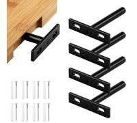 YEYIT 4 Pcs Floating Shelf Brackets 3 Inch Solid Steel Hidden Blind Support, Heavy Duty Floating Shelf Fixings for Wall Mounted Backdrop Concealed Wall Shelf Wood Shelves