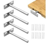 YEYIT 4 Pcs Floating Shelf Brackets, 4 Inch Solid Steel Hidden Blind Support, Concealed Shelf Brackets for Wall Mounted Backdrop Wall Shelf Wood Shelves(Silver)