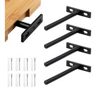 YEYIT 4 Pcs Floating Shelf Fixings 5 Inch Galvanized Solid Steel Hidden Blind Support, Heavy Duty Floating Shelf Brackets for Wall Mounted Backdrop Concealed Wall Shelf Wood Shelves