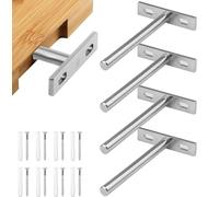 YEYIT 4 Pcs Floating Shelf Fixings 5 Inch Galvanized Solid Steel Hidden Blind Support, Heavy Duty Floating Shelf Brackets for Wall Mounted Backdrop Concealed Wall Shelf Wood Shelves(Silver)