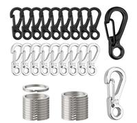 YEYIT 40 Pcs Mini SF Carabiner Spring Snap Clip Hooks Metal Flat Keyrings Set,for Backpack Bottle Hooks,Climbing,Hiking,Outdoor Travel,EDC Tactical Survival Gear, DIY Craft etc