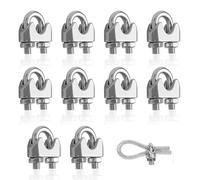 YEYIT 5mm Wire Rope Clamp 10 Pcs M5 Wire Rope Clip Clamp for Ø 5mm Wire Rope,U Shape Bolt Wire Rope Grips for Tensioning Wire Ropes, for Industry Hou