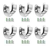YEYIT 6 Pcs Flange Rod Holder,Closet Rod Holder,U Shaped End Rod Bracket Stainless Steel 25mm Closet Pole Socket for Wardrobe Rod Shower Curtain Rod