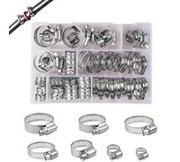YEYIT 60 Pcs Hose Clips, Jubilee Hose Clamp 7 Sizes Adjustable 6-38mm Range Hose Clamps,Stainless Steel Pipe Clips Assortment with Storage Case, for Water Pipe,Automobile Tubing