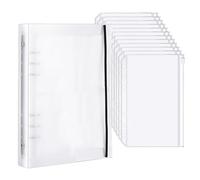 YEYIT A5 Ring Binder with 12 Pcs Binder Pockets and 1 Pcs Binder Cover, Plastic Transparent Waterproof Cash Budget Envelope, Zipper Binder File Pockets with Holes Plastic Money Wallets for Cash
