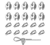YEYIT Wire Clamp 20 Pcs M4 Wire Rope Clip with M4 Wire Rope Thimbles，4mm Wire Rope Clamp for Wire Rope 4mm,Stainless Steel Rope Grips,Wire Rope Clamp U Bolts Saddle Fastener for Tensioning Wire Ropes