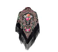 YEYKZART Russian Shawls Ukrainian Style Scarf Women's Scarf Wrap Tassel Square Scarves（51"*51"）