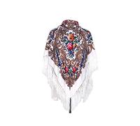 YEYKZART Russian Shawls Ukrainian Style Scarf Women's Scarf Wrap Tassel Square Scarves（51"*51"）