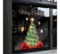 Yeysynana Christmas Tree Window Clings Stickers for Glass, Removable DIY Static Merry Christmas Window Clings Decals Decorations for Xmas Holiday Home Party Office Shop Windows Glass Display Decor (C)
