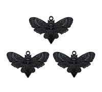 YEYULIN 20Pcs Alloy Moth Gothic Charms Black Silver Gold Skull Charms Vintage Insect Charms Pendants, Metal Animal Beads for Jewelry Making DIY Bracelets Necklaces Crafts, 27x43mm, Enamel, No Gemstone