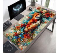 YEYUMEOZ Gaming Mouse Pad, 1000x500x3mm XXL Mouse Mat Fox, Large Mousepad Yellow Extended Gaming Mats for Desk, Non-Slip Rubber Base keyboard Pad, Stitched Edges Desk Accessories for Home PjY1567 V-7