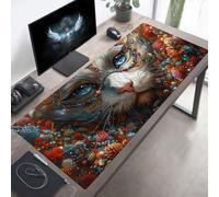 YEYUMEOZ Gaming Mouse Pad, 140 x 60cm XXL Mouse Mat Cat, Large Mousepad Red Extended Gaming Mats for, Non-Slip Rubber Base keyboard Pad, Stitched Edges Office Accessories for Home Office PjY16079 T-U