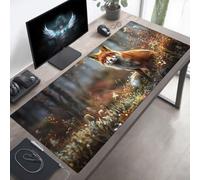 YEYUMEOZ Gaming Mouse Pad, 80 x 30cm XXL Mouse Mat Fox, Large Mousepad Yellow Extended Gaming Mats for, Non-Slip Rubber Base keyboard Pad, Stitched Edges Accessories for Home PjY5603 F-2