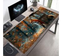 YEYUMEOZ Gaming Mouse Pad, 80 x 30cm XXL Mouse Mat Yellow, Large Mousepad Fox Extended Gaming Mats for Desk, Non-Slip Rubber Base keyboard Pad, Stitched Edges Desk Accessories for Home PjY1373 T-D