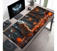 YEYUMEOZ Gaming Mouse Pad, 800x300x3 mm XXL Mouse Mat Cat, Large Mousepad Yellow Extended Gaming Mats for, Non-Slip Rubber Base keyboard Pad, Stitched Edges Accessories for Home PjY8923 T-U