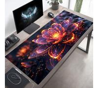 YEYUMEOZ Gaming Mouse Pad, 900x400x3mm XXL Mouse Mat Flower, Large Mousepad Black Extended Gaming Mats for, Non-Slip Rubber Base keyboard Pad, Stitched Edges Accessories for Home PjY2555 N-Z