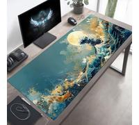 YEYUMEOZ Mouse Mat, Gaming Mouse Pad Blue, 1200x600x3mm Large Mause Mat Ocean Waves, Non-Slip Rubber Base Accessories, Waterproof, Stitched Edges Improved Precision and Speed PjY3758 A-L