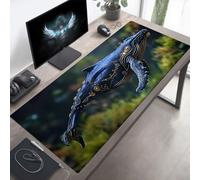 YEYUMEOZ Mouse Mat, Gaming Mouse Pad Blue, 1600x800x3 mm Large Mause Mat Whale, Non-Slip Rubber Base Accessories, Waterproof, Stitched Edges Improved Precision and Speed PjY15770 V-S